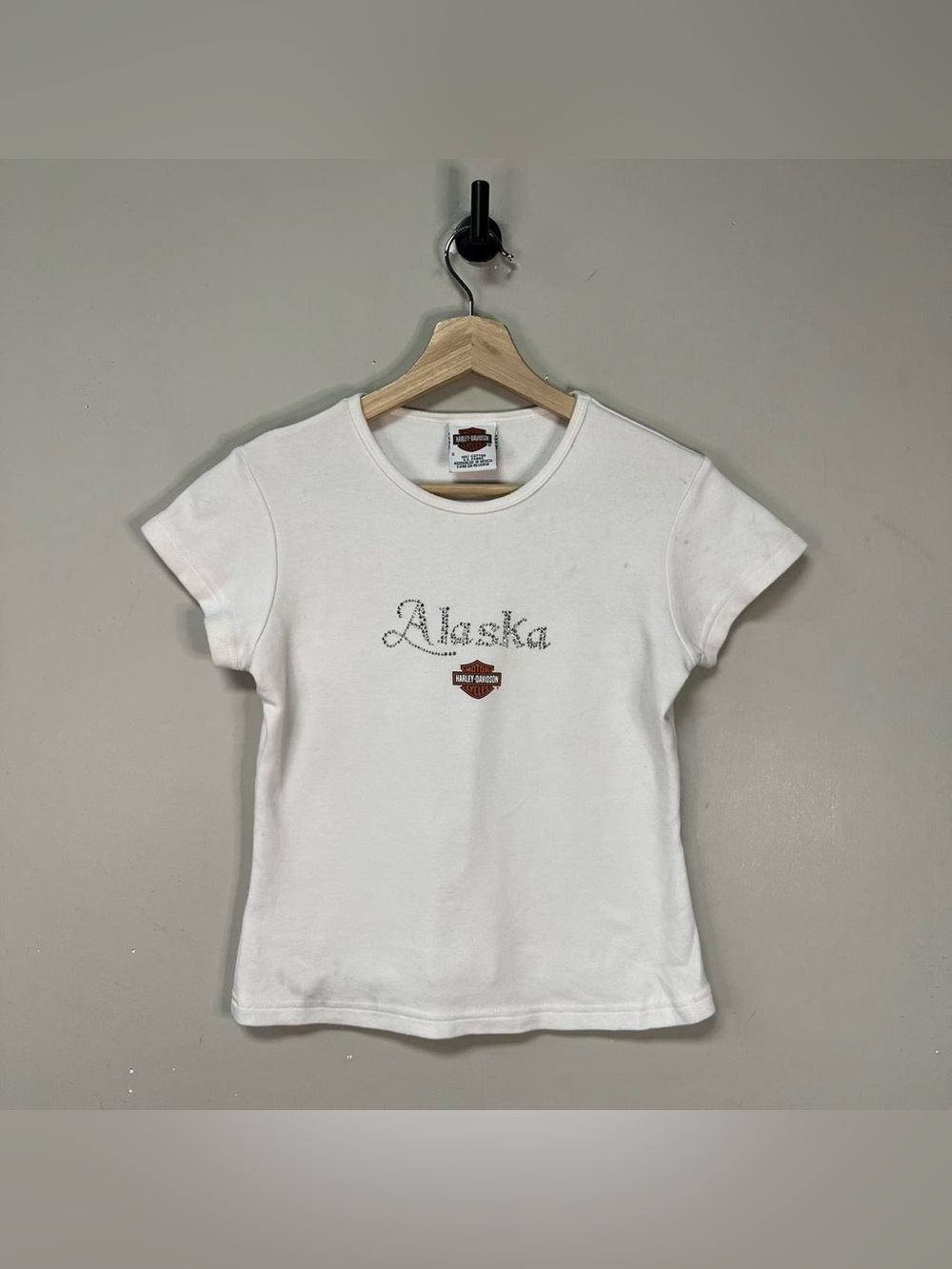 Vtg Harley Davidson Alaska Rhinestone Shirt